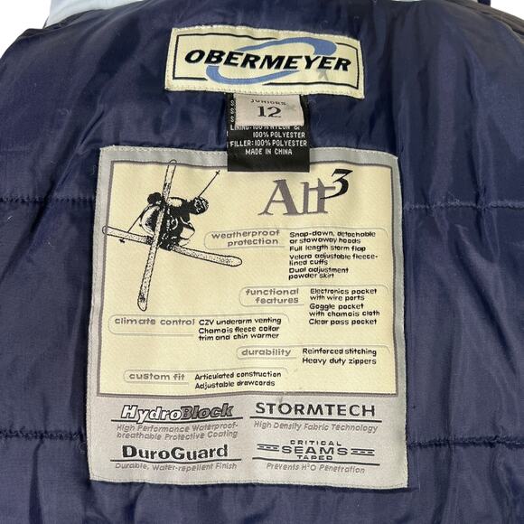 Obermeyer Lunar Alt3 Blue Ski Snowboard Jacket Weatherproof Juniors 12 - Picture 7 of 9